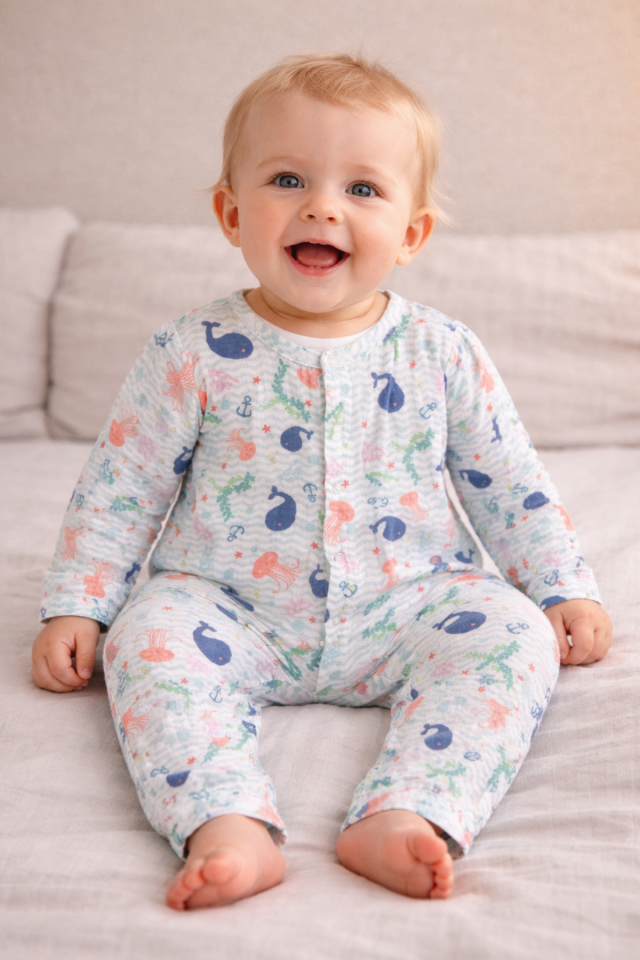 %100 Pamuk Müslin Tulum - Desenli 0-12 Ay