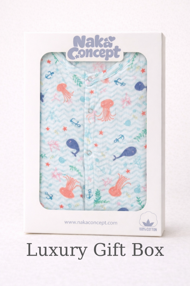 %100 Pamuk Müslin Tulum - Desenli 0-12 Ay