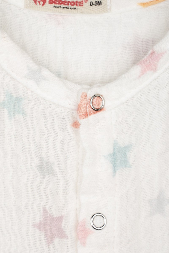 %100 Pamuk Müslin Tulum - Desenli 0-12 Ay