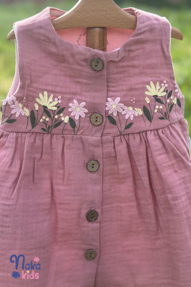 Sunshine Daisy %100 Pamuk Müslin Kız Bebek Elbisesi