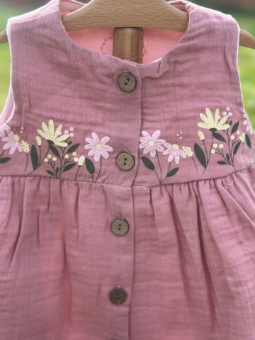 Sunshine Daisy %100 Pamuk Müslin Kız Bebek Elbisesi 3-6 ay