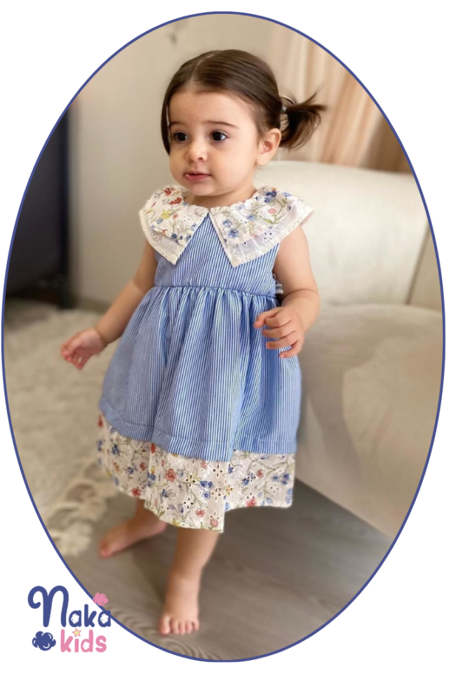 Blossom Stripes Kız Bebek Elbisesi
