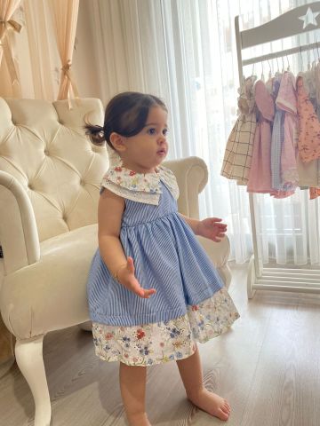 Blossom Stripes Kız Bebek Elbisesi 12 ay