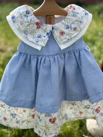 Blossom Stripes Kız Bebek Elbisesi 12 ay