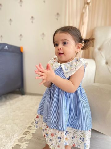 Blossom Stripes Kız Bebek Elbisesi 18 ay