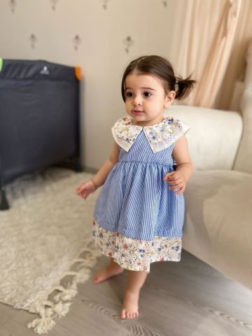 Blossom Stripes Kız Bebek Elbisesi 6 ay