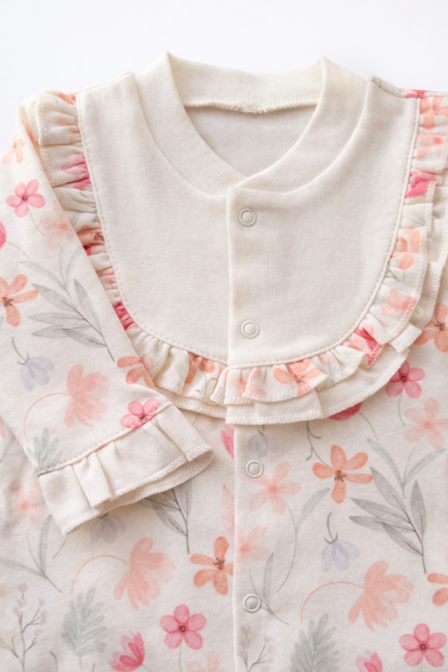 Çiçekli Yenidoğan Bebek Hastane Çıkışı Seti – Newborn Baby Gift Set - 3 Parça