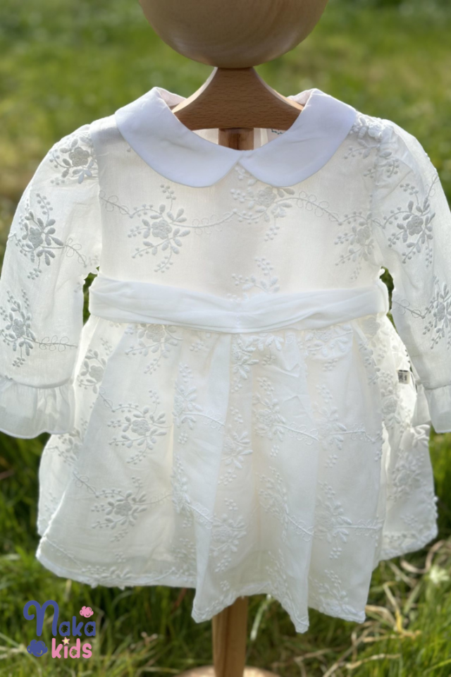 Çiçek Desenli Kız Bebek Elbisesi