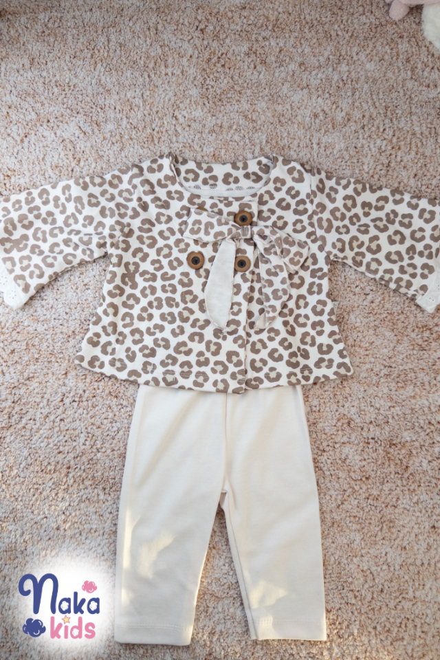 Leopar Desenli Kız Bebek 3 lü Takım
