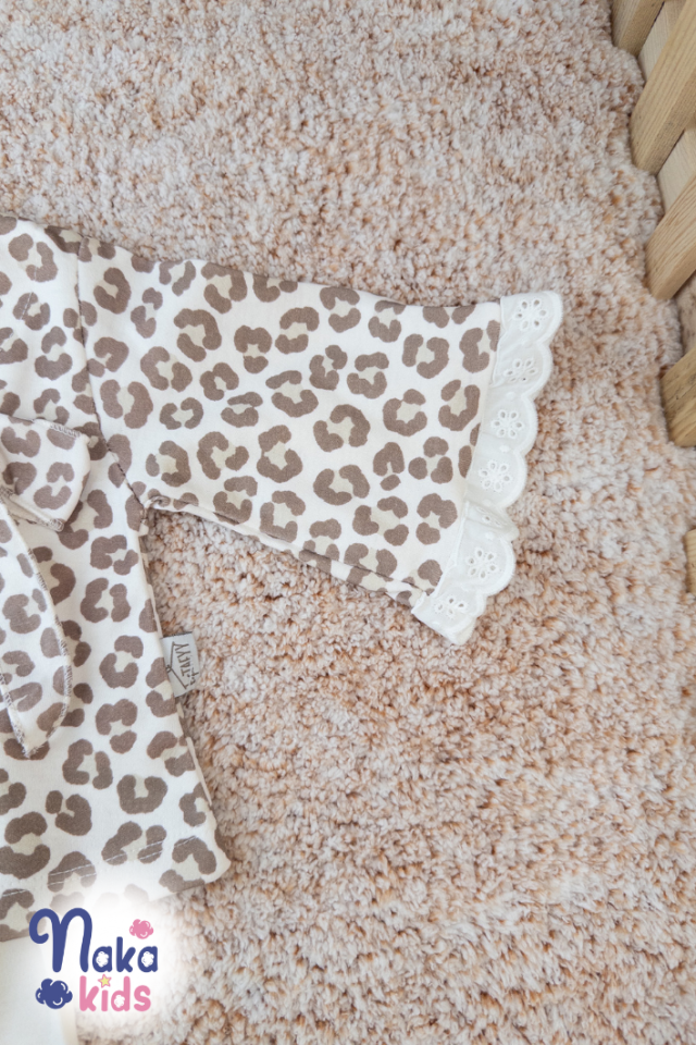 Leopar Desenli Kız Bebek 3 lü Takım
