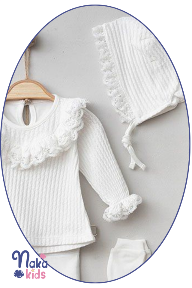 Pamuk Prenses Yenidoğan Kız Bebek Hastane Çıkış Seti-  Beyaz