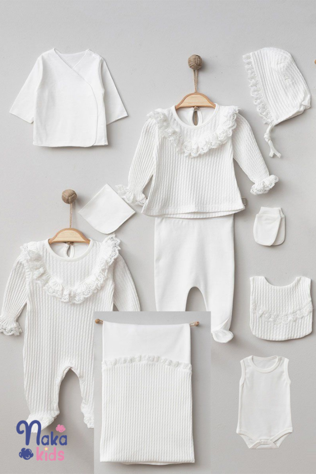 Pamuk Prenses Yenidoğan Kız Bebek Hastane Çıkış Seti-  Beyaz