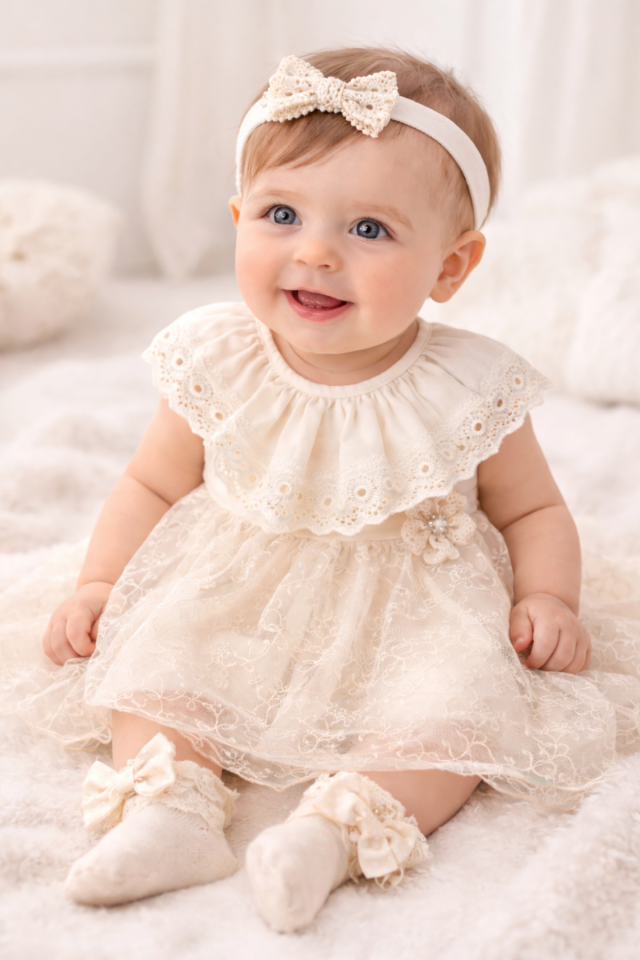 Rosalie Dantel Koleksiyonu Kız Bebek Elbise Seti