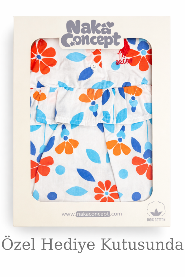 Flora Joy Kız Bebek Salopet Tulum %100 Pamuk Astarlı Ayarlanabilir Askılı Kutulu