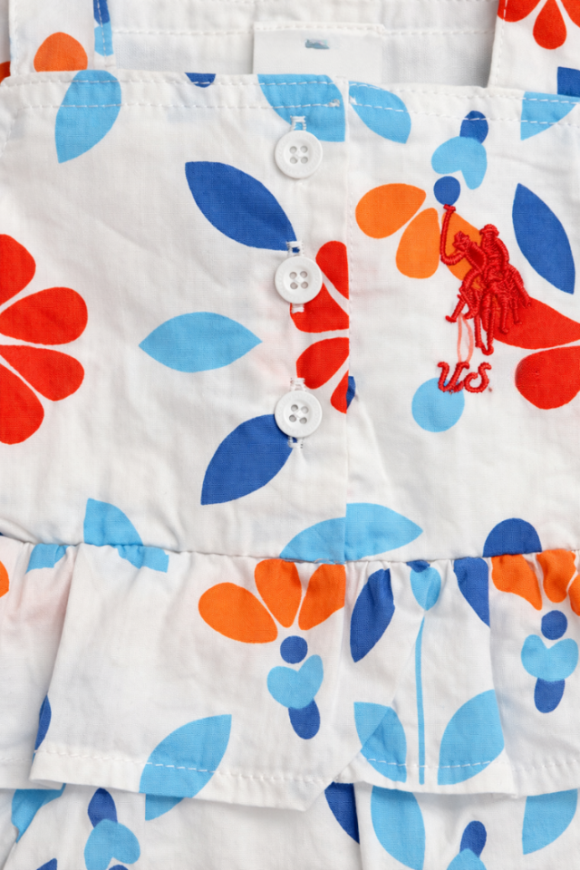 Flora Joy Kız Bebek Salopet Tulum %100 Pamuk Astarlı Ayarlanabilir Askılı Kutulu