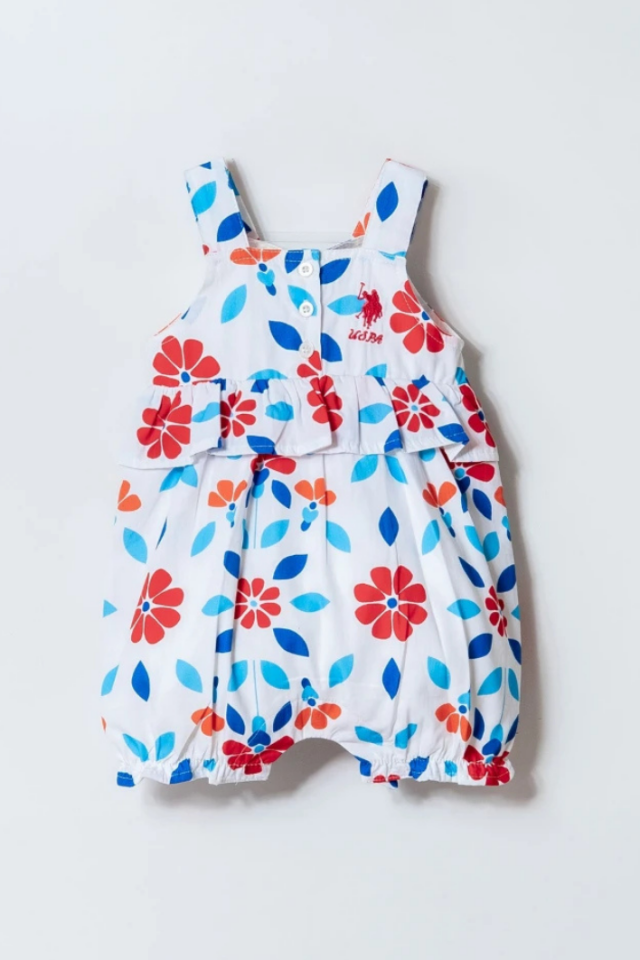 Flora Joy Kız Bebek Salopet Tulum %100 Pamuk Astarlı Ayarlanabilir Askılı Kutulu