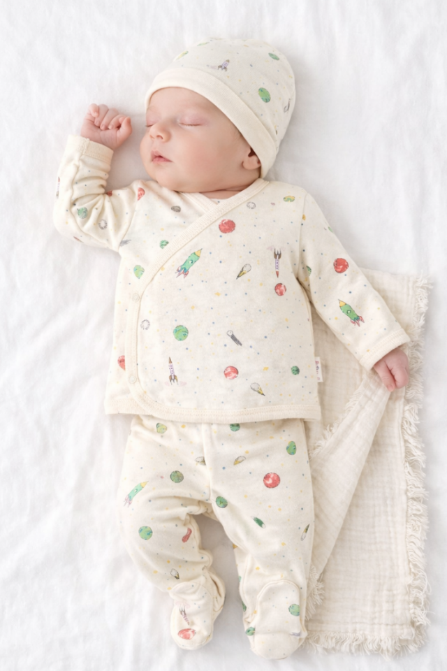 Cosmic Dreams Yenidoğan Hastane Çıkış Seti %100 Pamuk - 4 Parça