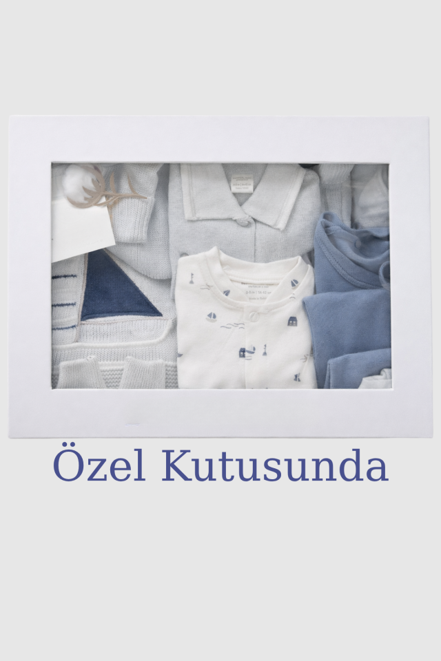 Minik Denizci Triko Koleksiyonu 10 Parça Erkek Bebek Hastane Çıkış Seti