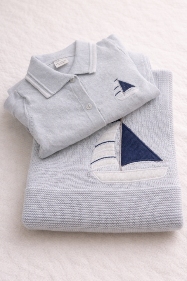 Minik Denizci Triko Koleksiyonu 10 Parça Erkek Bebek Hastane Çıkış Seti