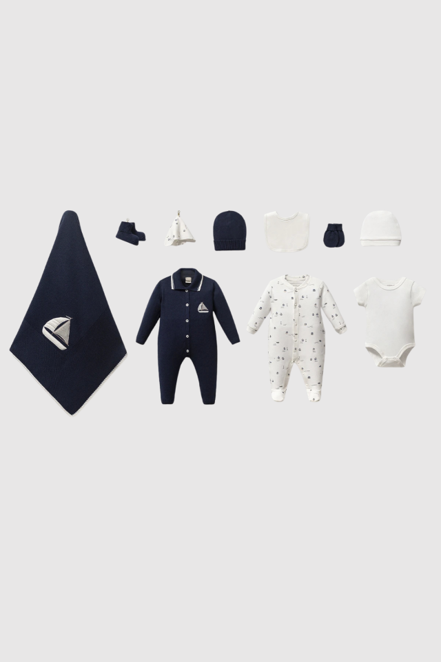 Minik Denizci Triko Koleksiyonu 10 Parça Erkek Bebek Hastane Çıkış Seti