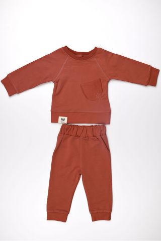 Çılgın Cepli Eşofman Takım- Kiremit 12-18 ay