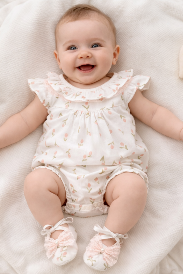 Lily Lace İnci Detaylı Kız Bebek Tulum Set - 2 Parça