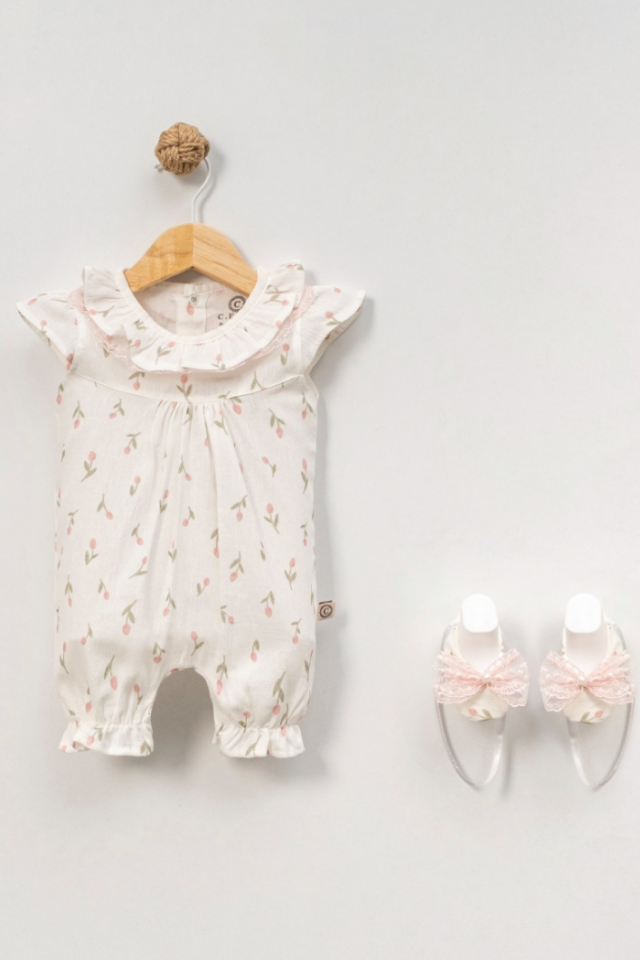 Lily Lace İnci Detaylı Kız Bebek Tulum Set - 2 Parça