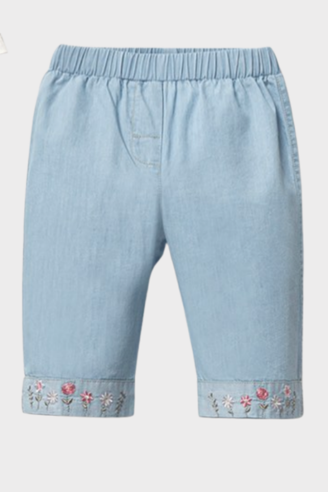 Floral Denim Set %100 Pamuk Kız Bebek 2 Parça Takım