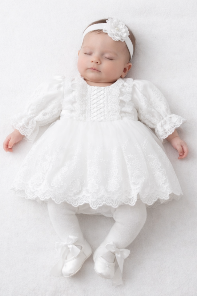 Veloura Lace Signature Kız Bebek Dantel Elbise Seti 4 Parça