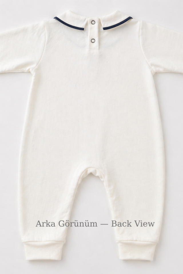 Erkek Bebek Hastane Çıkışı 3 Parça Lacivert Şeritli Bebe Yaka Tulum-Battaniye-Şapka