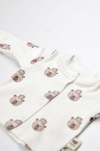 Ayı ve Kirpi Desenli Pijama Takım 6-9 ay