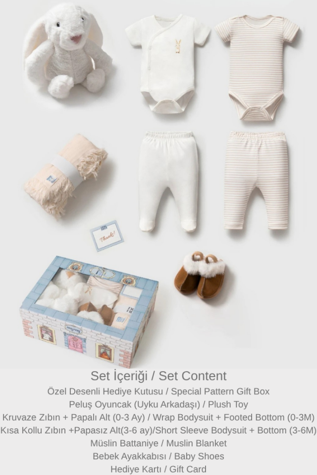 Yenidoğan Premium Hediye Seti Golden Moments Gift Set Tavşan