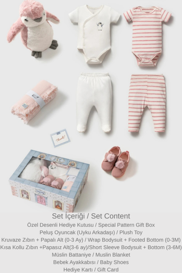 Yenidoğan Premium Hediye Seti Golden Moments Gift Set Penguen