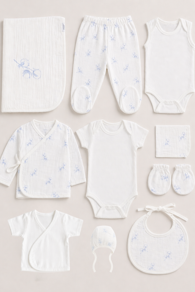 Soft Dream Erkek Bebek Müslin Hastane Çıkış Seti - 10 Parça