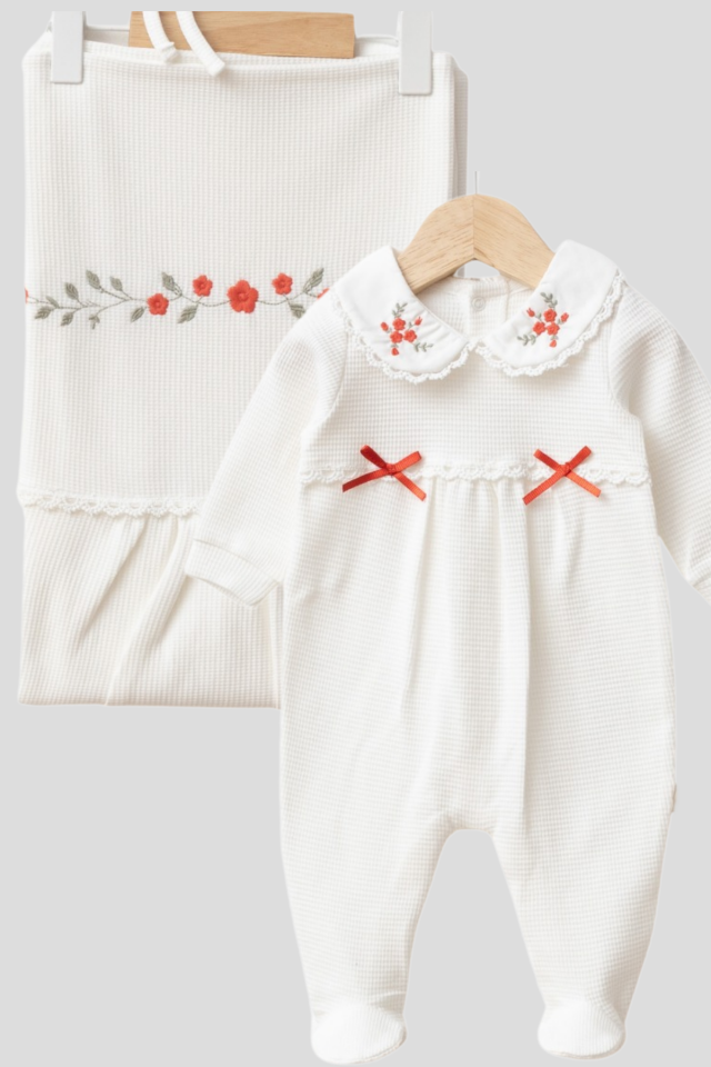 Mirel Natural Set Kız Bebek Hastane Çıkışı 4 Parça
