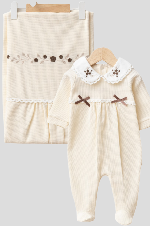 Mirel Natural Set Kız Bebek Hastane Çıkışı 4 Parça