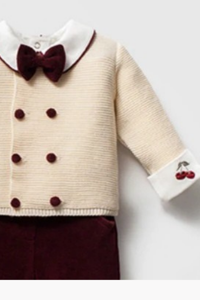 Royal Burgundy 4 Parça Erkek Bebek Salopet Takımı