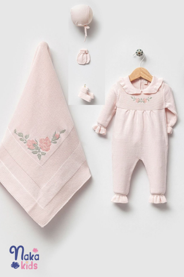 Bebeklerin İlk Hazinesi Organik  Kız Bebek Hastane Çıkış Seti