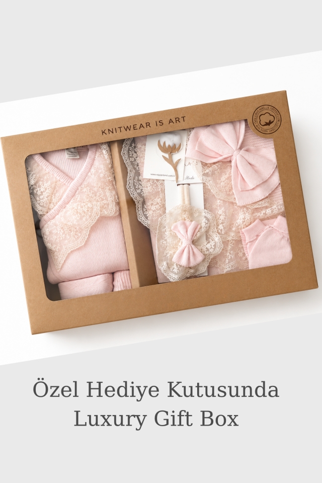 Lumina Premium Lace Knit Yenidoğan Hastane Çıkış Seti 6 Parça