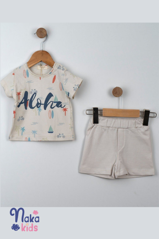 Mini Aloha Yazlık Pamuklu Penye Takım