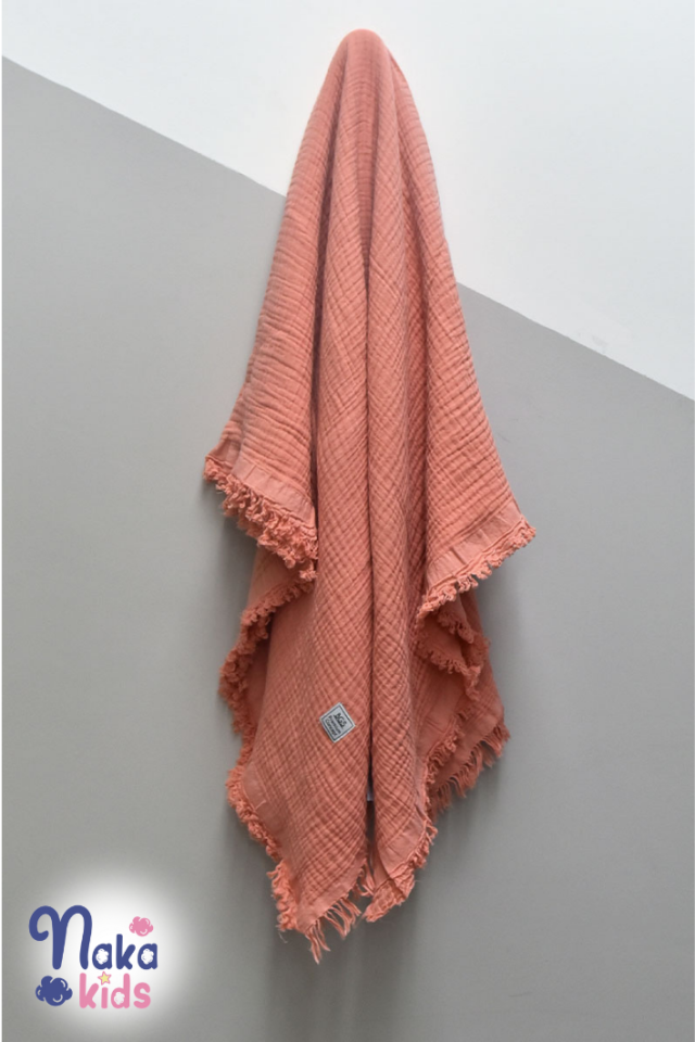 Doğal Müslin Battaniye - 4 Katlı Yumuşaklık 100*120 Somon