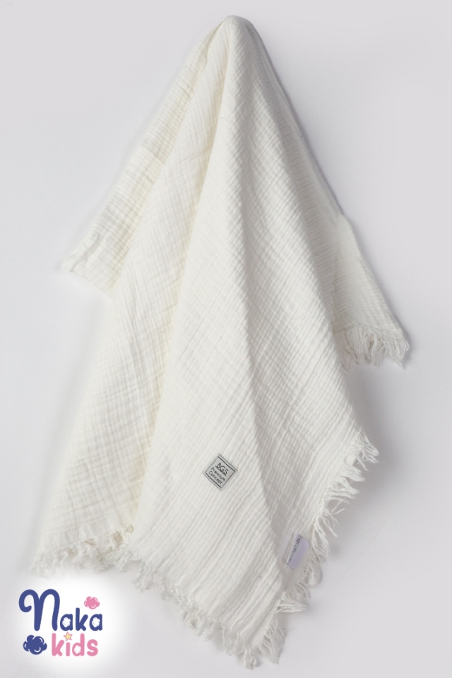 Doğal Müslin Battaniye - 4 Katlı Yumuşaklık 100*120 Beyaz