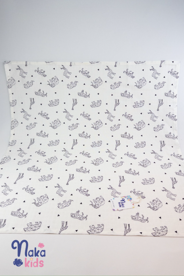 Geometrik Hayvanlar Müslin Örtü