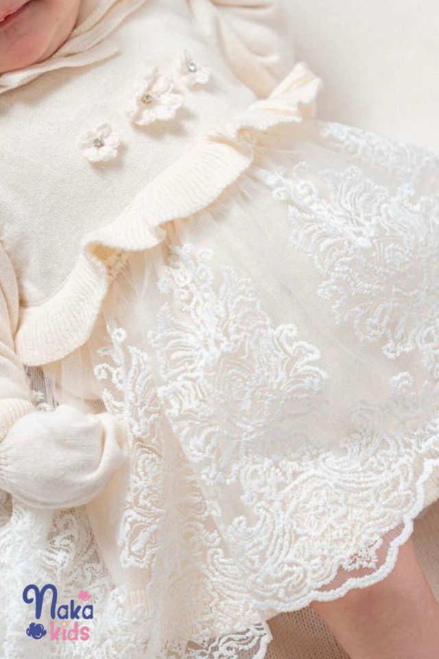 Krem Papatya Kız Bebek Hastane Çıkış Seti