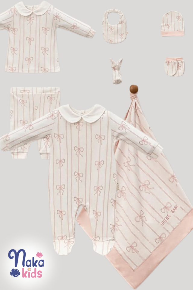 Shine Baby Kız Bebek 8 Parça Hastane Çıkış Seti- Pembe