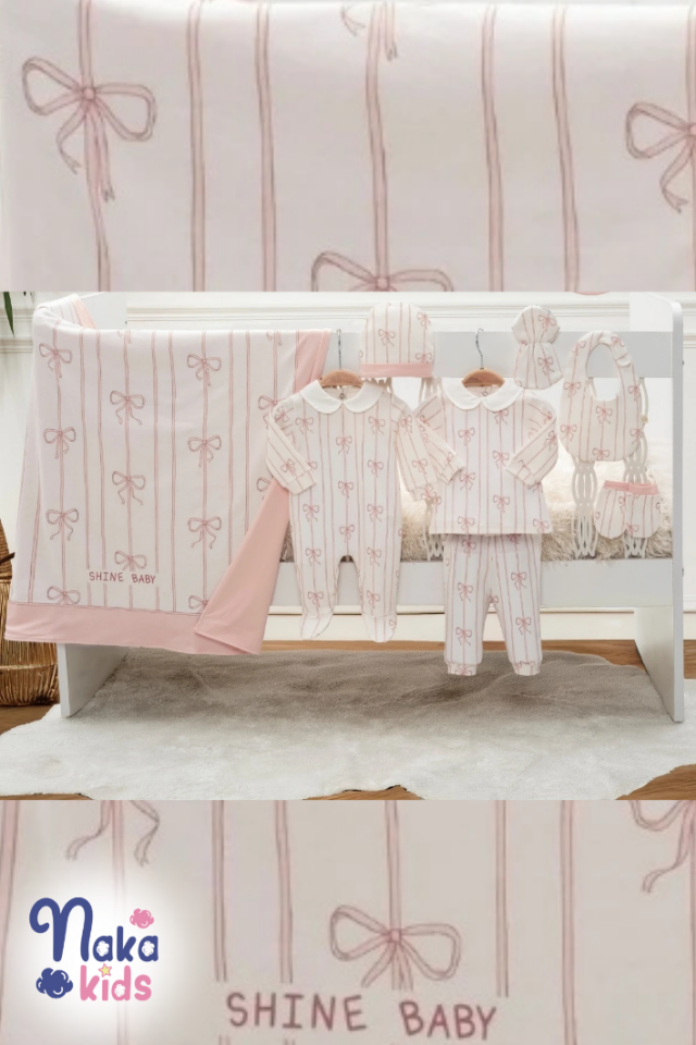 Shine Baby Kız Bebek 8 Parça Hastane Çıkış Seti- Pembe
