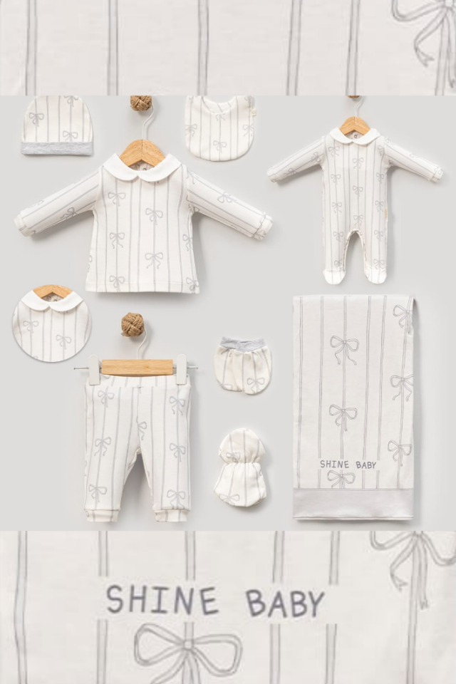 Shine Baby Erkek Bebek 8 Parça Hastane Çıkış Seti- Mavi