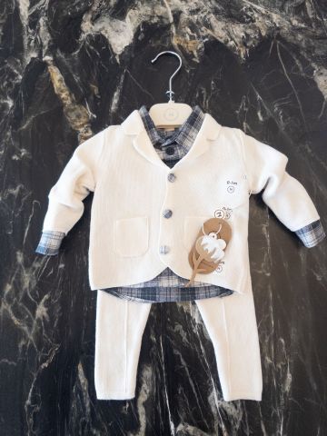 Sevimli Prens Mini Erkek Bebek Takım %100 Doğal Pamuk 0-1 ay - Krem