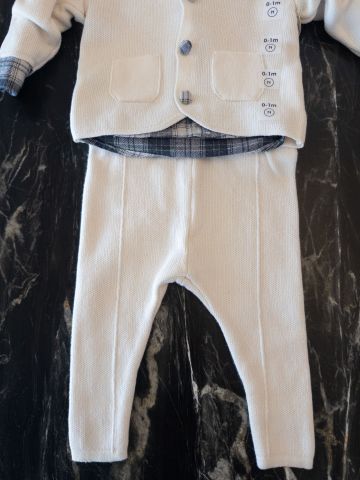 Sevimli Prens Mini Erkek Bebek Takım %100 Doğal Pamuk 1-3 ay - Krem