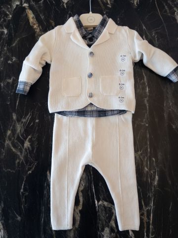Sevimli Prens Mini Erkek Bebek Takım %100 Doğal Pamuk 3-6 ay - Krem